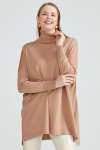 TIĞ TRİKO BALIKÇI YAKA BASIC TRİKO TUNIK  Camel